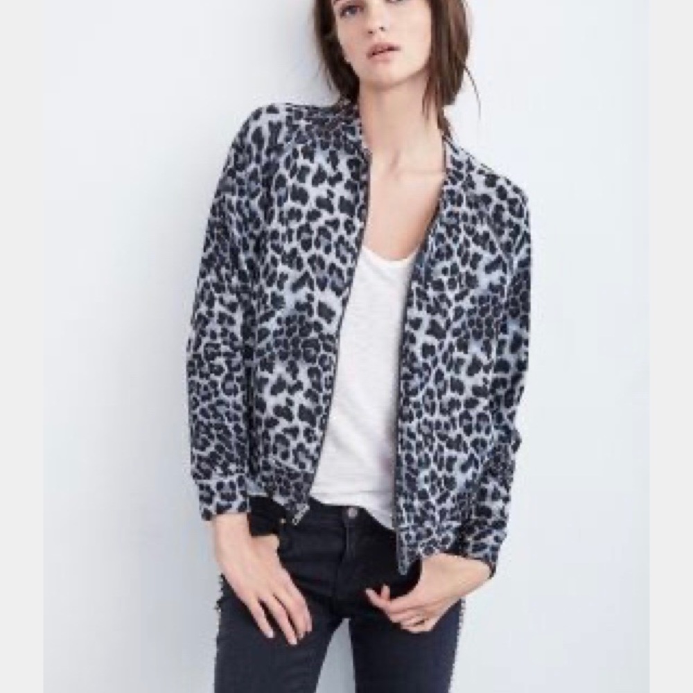 Velvet by Graham & Spencer Sunni Leopard Bomber Jacket S